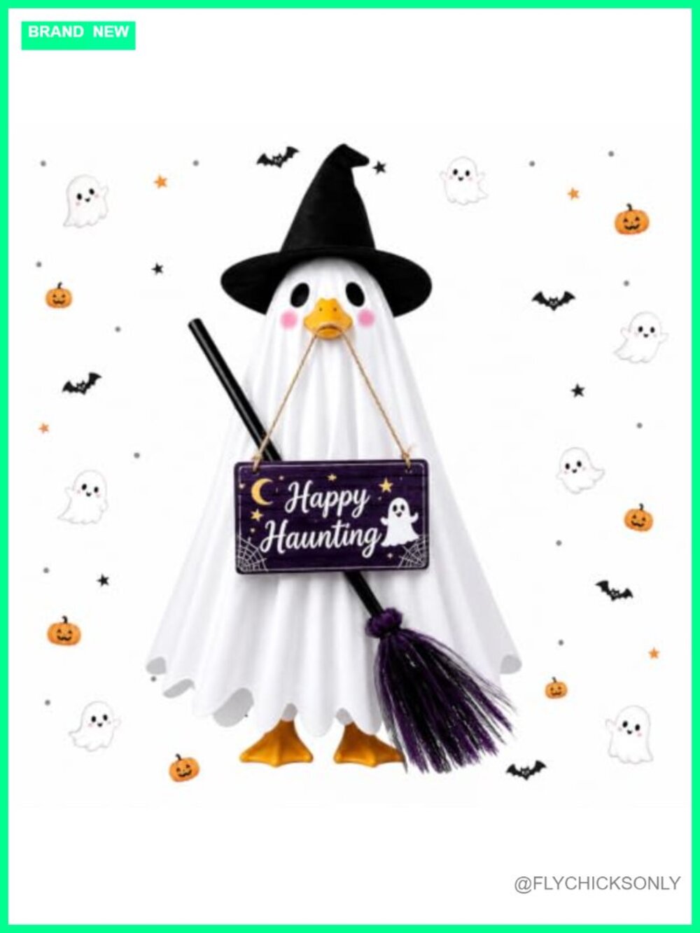Halloween Witch Porch Goose Outfit, Ghost Cape Witch Hat Broom for 23" Goose
